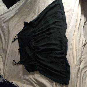 Women's olive green spaghetti strapped blouse.